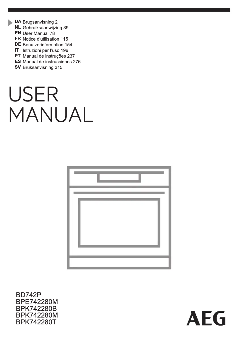 Page 1 de la notice Manuel utilisateur AEG BPK742280B