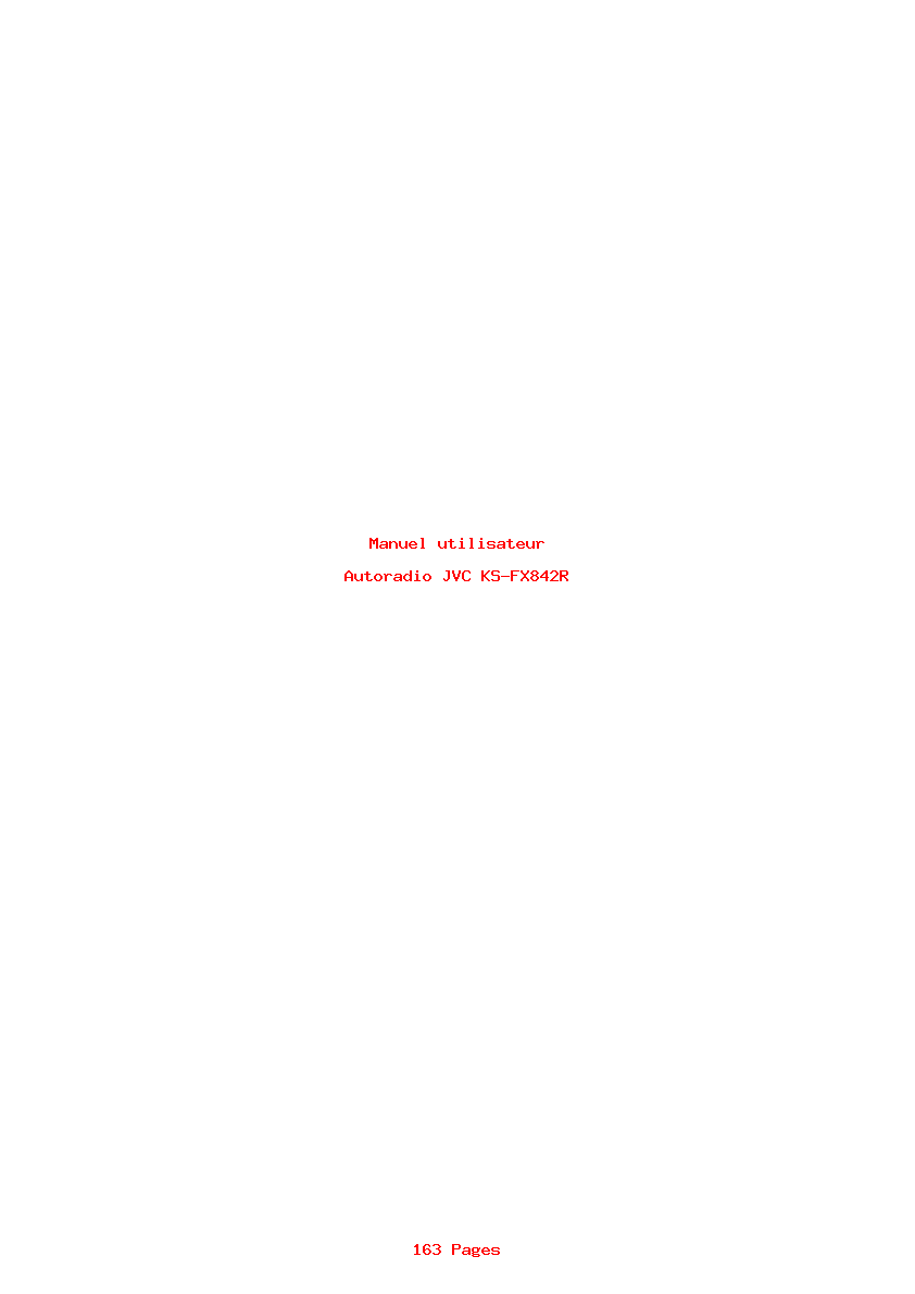 Page 1 de la notice Manuel utilisateur JVC KS-FX842R
