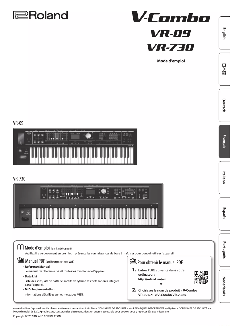 Página 1 del manual Manual de usuario Roland V-Combo VR-730