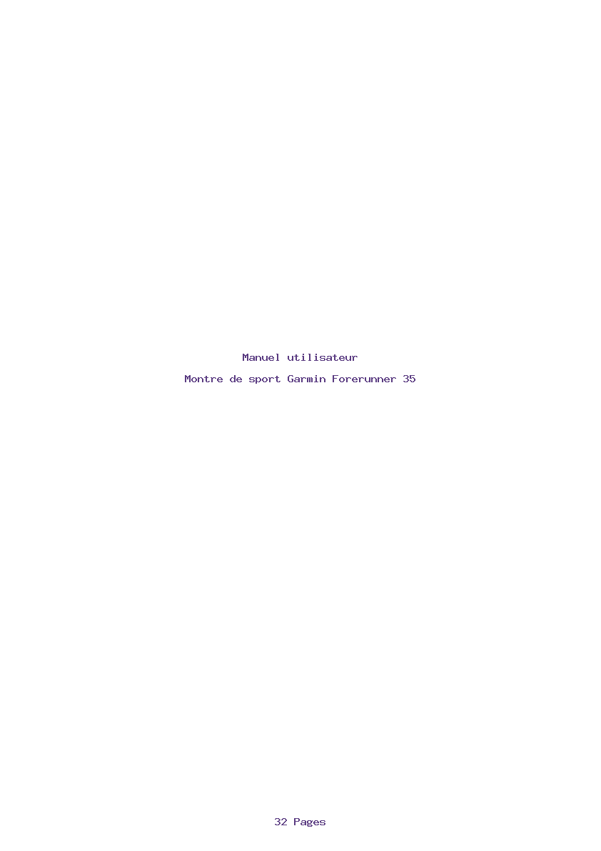 Page 1 de la notice Manuel utilisateur Garmin Forerunner 35