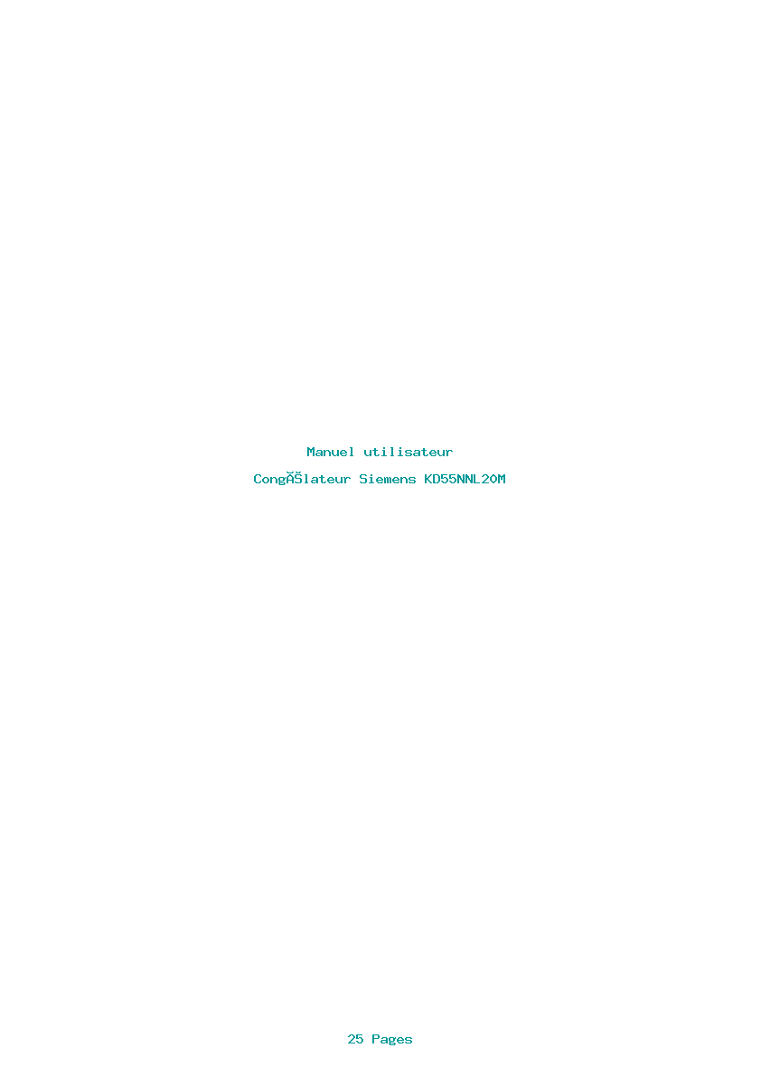 Page 1 de la notice Manuel utilisateur Siemens KD55NNL20M