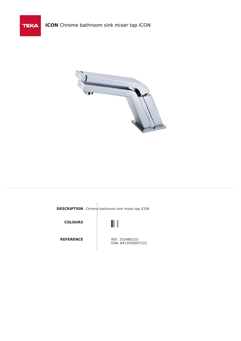 Page 1 de la notice Fiche technique Teka Icon
