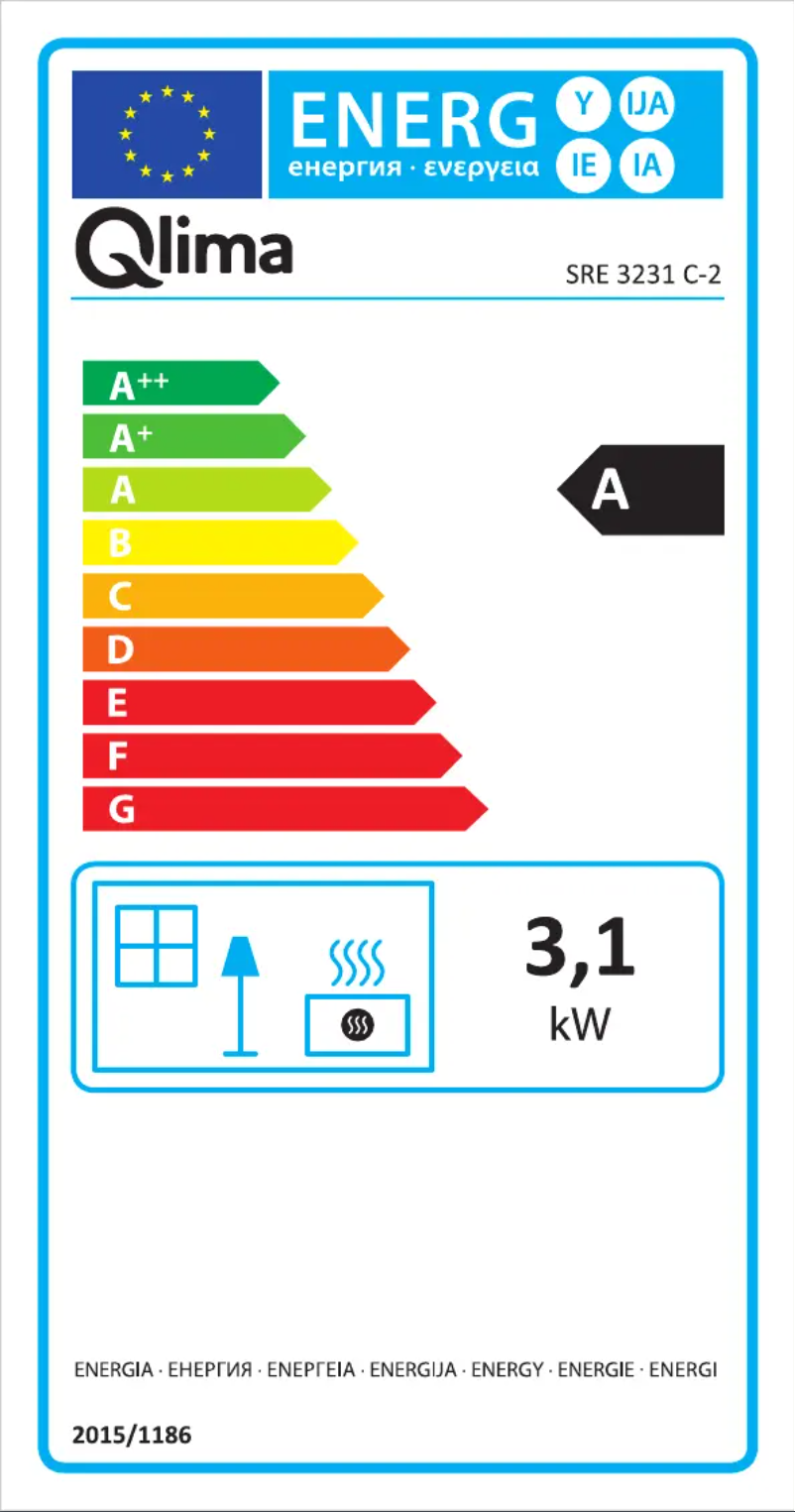 Page 1 of the manual Energy Label Qlima SRE3231C-2
