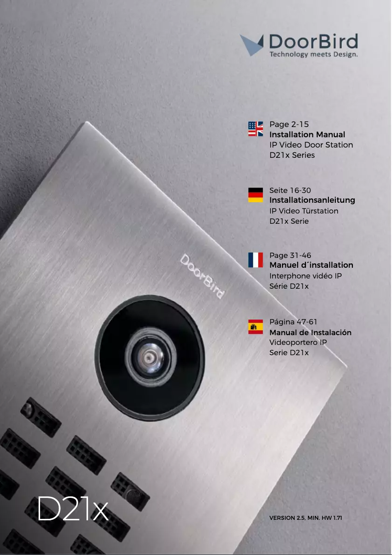 Page 1 de la notice Manuel utilisateur DoorBird D2102V