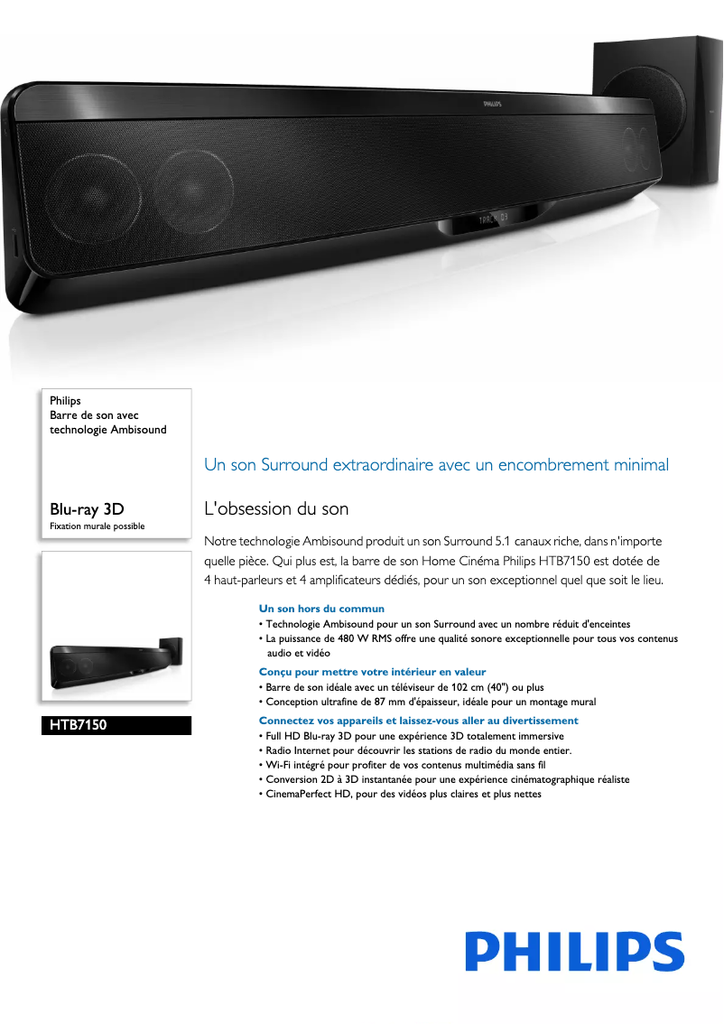 Page n°1 - Fiche technique Philips HTB7150
