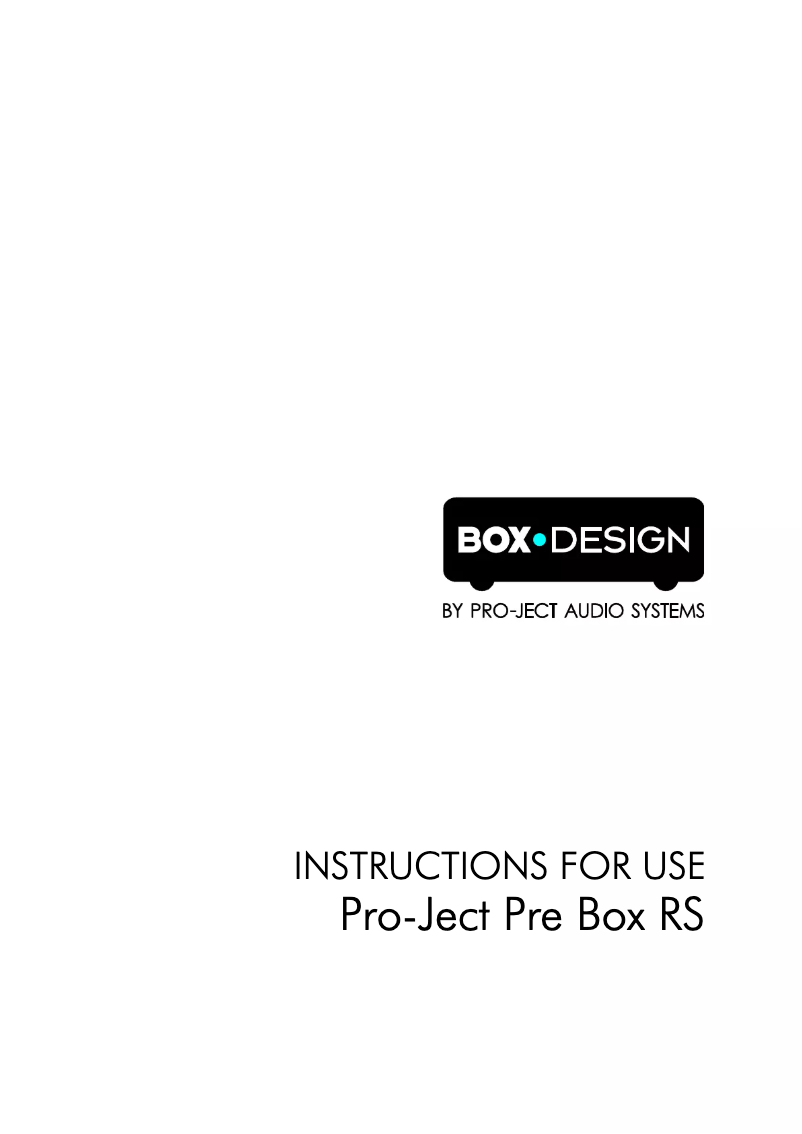 Page 1 of the manual User Manual Pro-Ject Pre Box RS
