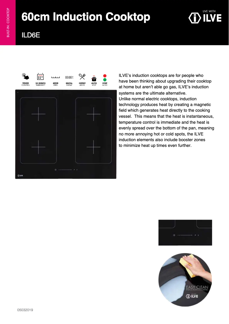 Page 1 de la notice Fiche technique Ilve ILD6E