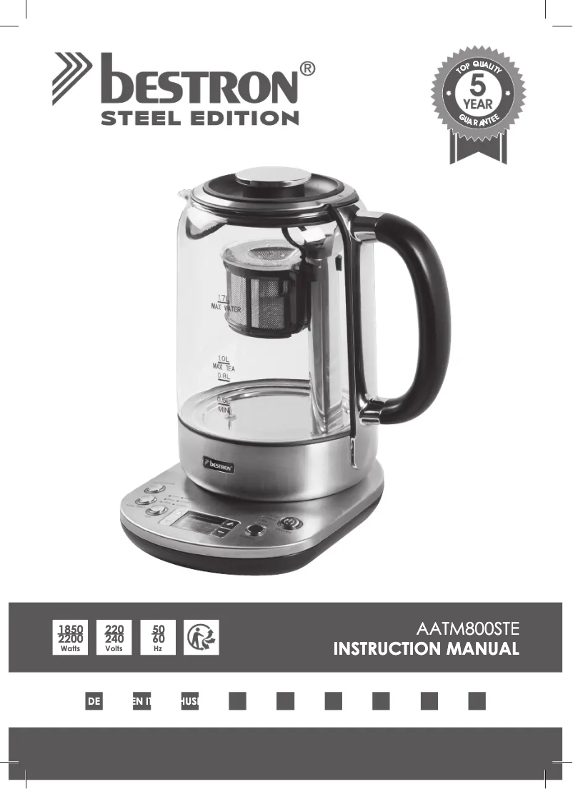 Page 1 de la notice Manuel utilisateur Bestron AATM800STE
