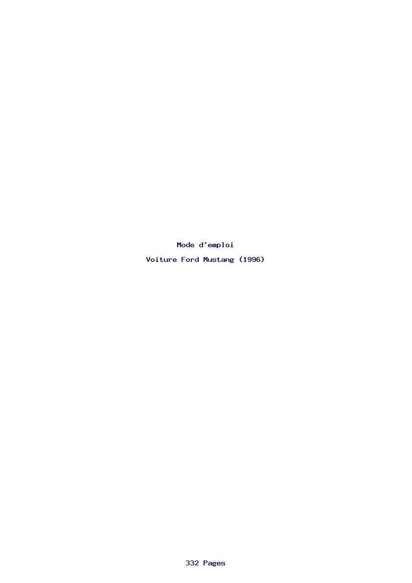 Page 1 de la notice Mode d'emploi Ford Mustang (1996)