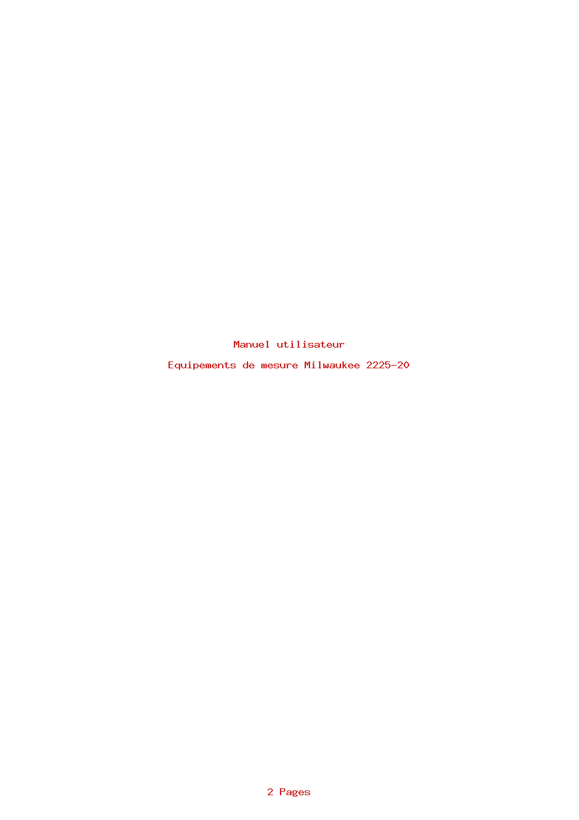 Page 1 de la notice Manuel utilisateur Milwaukee 2225-20