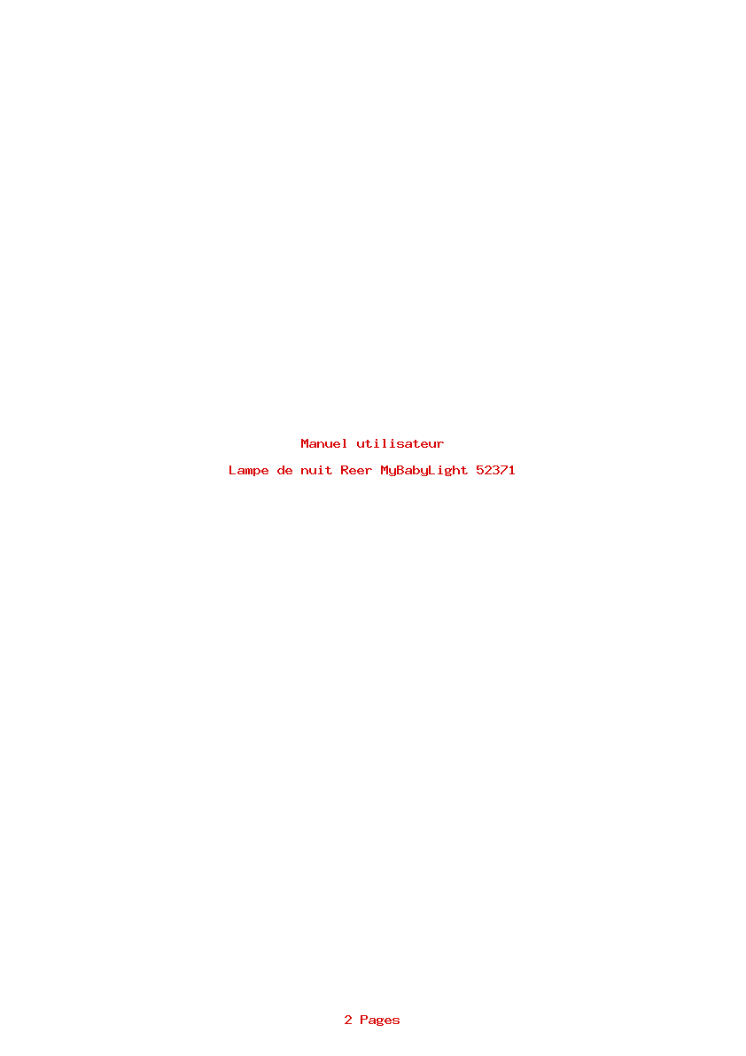 Page 1 de la notice Manuel utilisateur Reer MyBabyLight 52371
