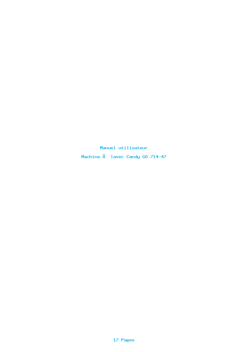 Page 1 de la notice Manuel utilisateur Candy GO 714-47