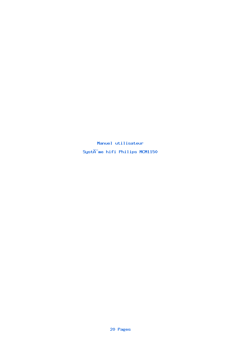 Page 1 de la notice Manuel utilisateur Philips MCM1150