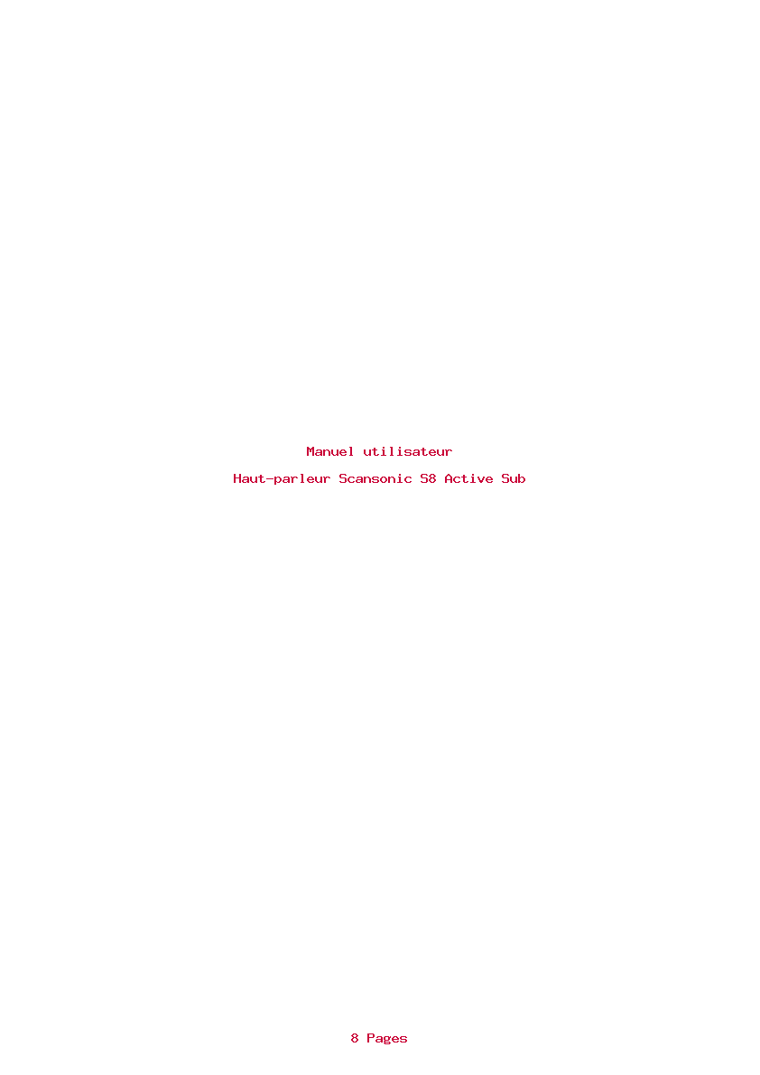 Page 1 de la notice Manuel utilisateur Scansonic S8 Active Sub
