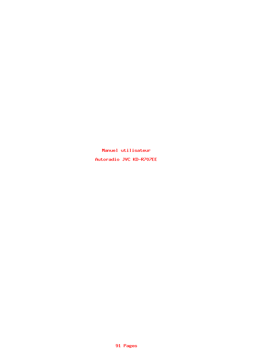 Page 1 de la notice Manuel utilisateur JVC KD-R707EE