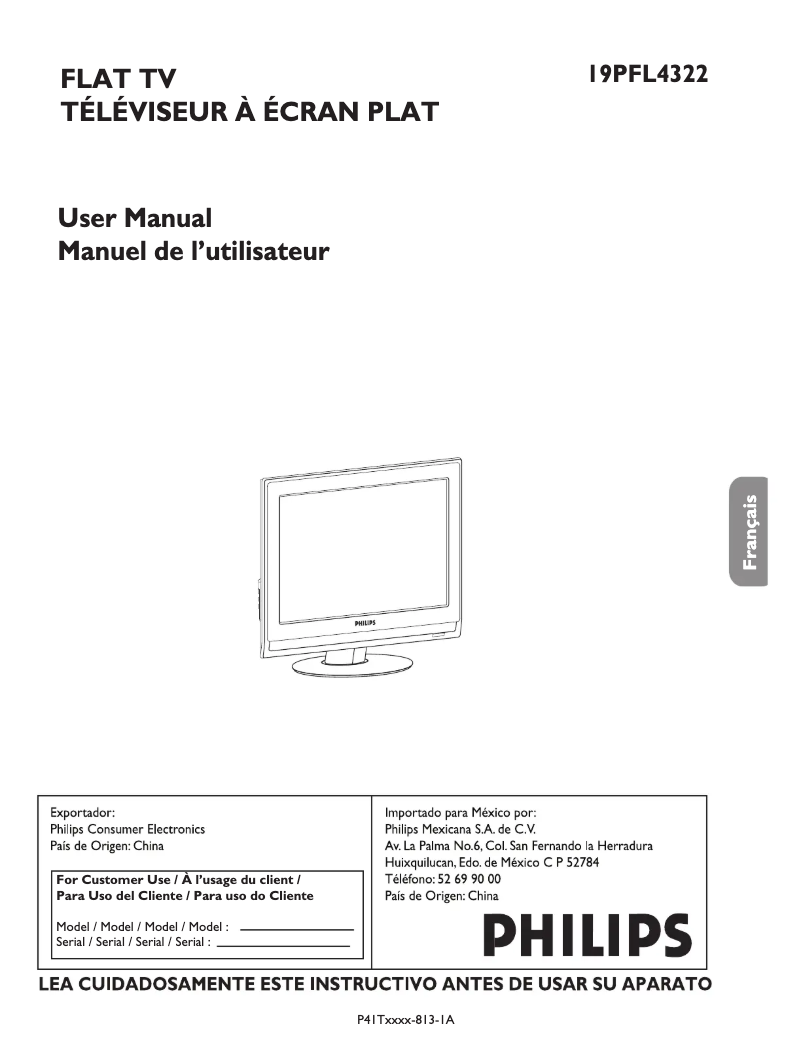 Page n°1 - Manuel utilisateur Philips 19PFL4322