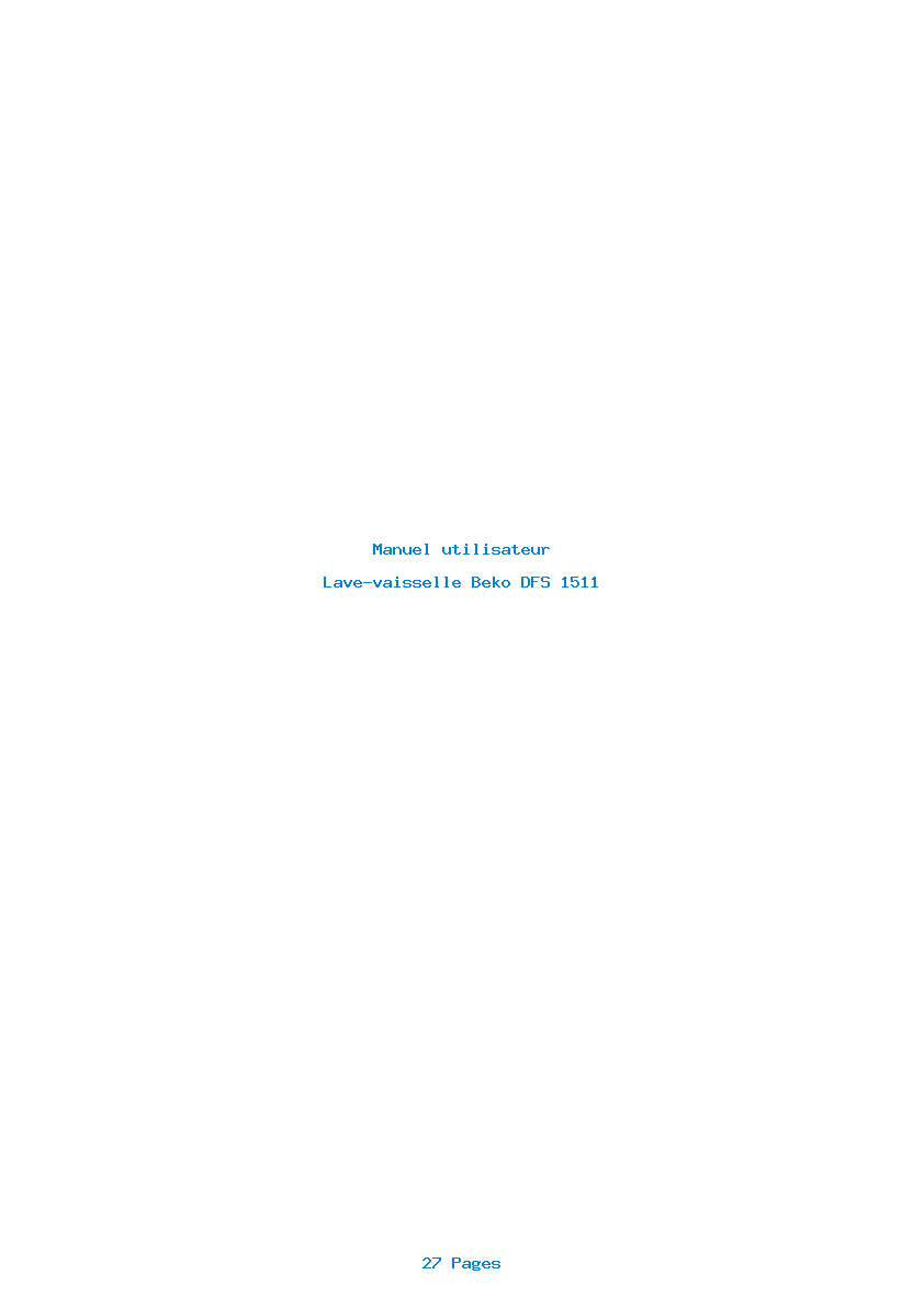 Page 1 de la notice Manuel utilisateur Beko DFS 1511