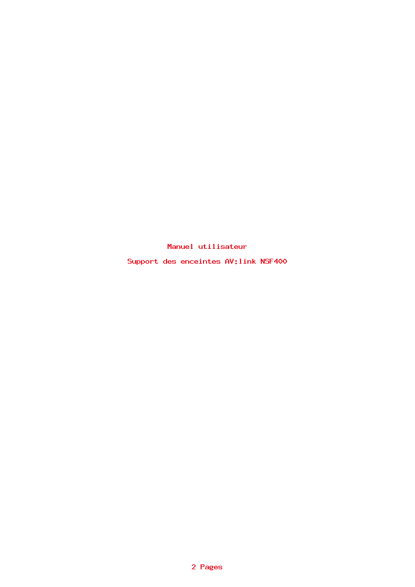 Page 1 de la notice Manuel utilisateur AV:link NSF400