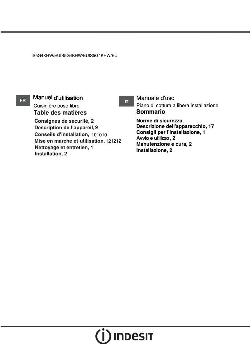 Página 1 del manual Manual de usuario Indesit IS5G4KHW/EU