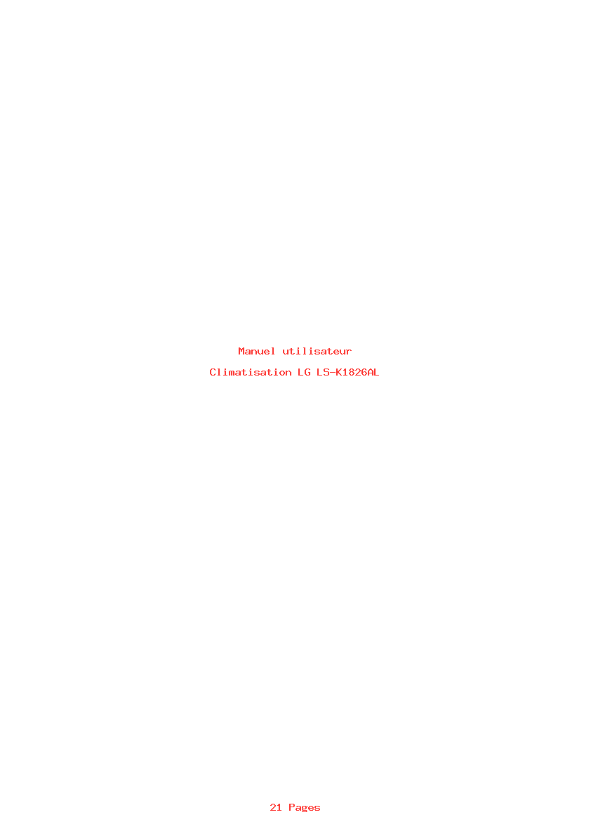 Page 1 de la notice Manuel utilisateur LG LS-K1826AL