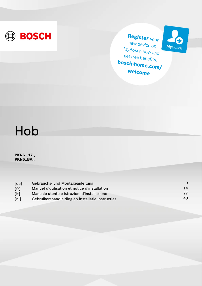 Page 1 of the manual User Manual Bosch PKN645BA2E