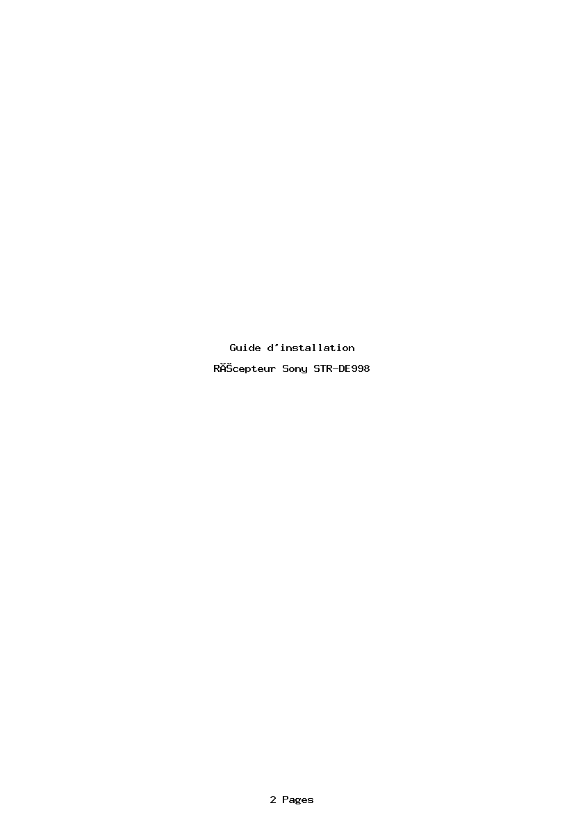 Page 1 de la notice Guide d'installation Sony STR-DE998