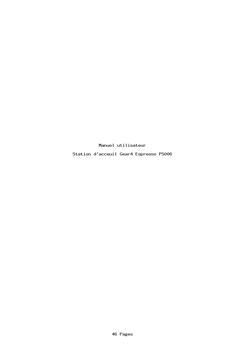 Page 1 de la notice Manuel utilisateur Gear4 Espresso PS006
