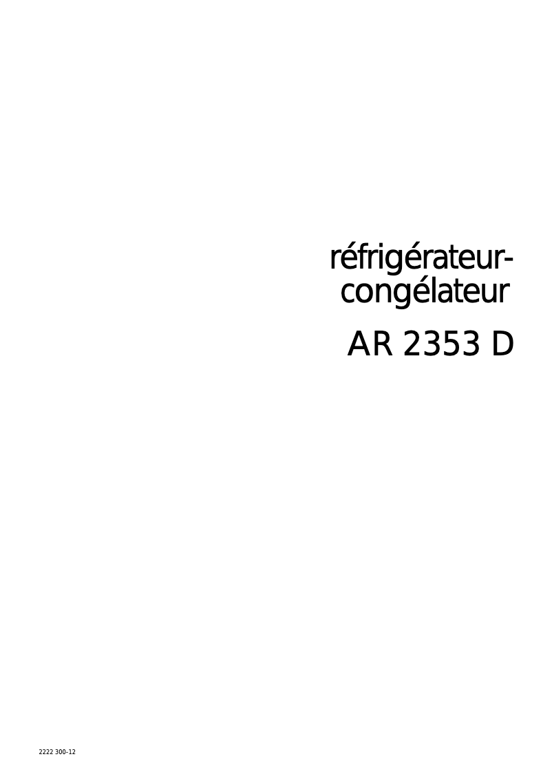 Página 1 del manual Manual de usuario Arthur Martin-Electrolux AR2353D