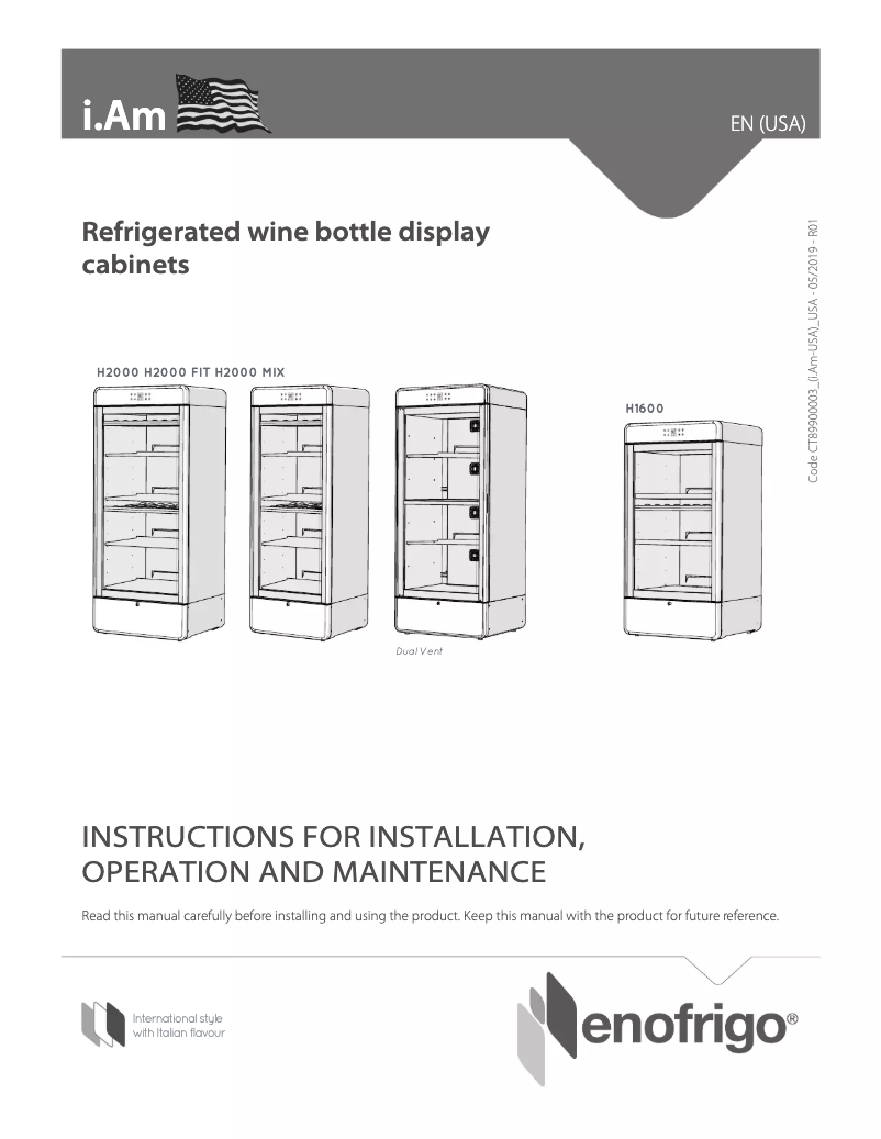 Page 1 de la notice Manuel utilisateur Enofrigo i.Am H2000 FIT