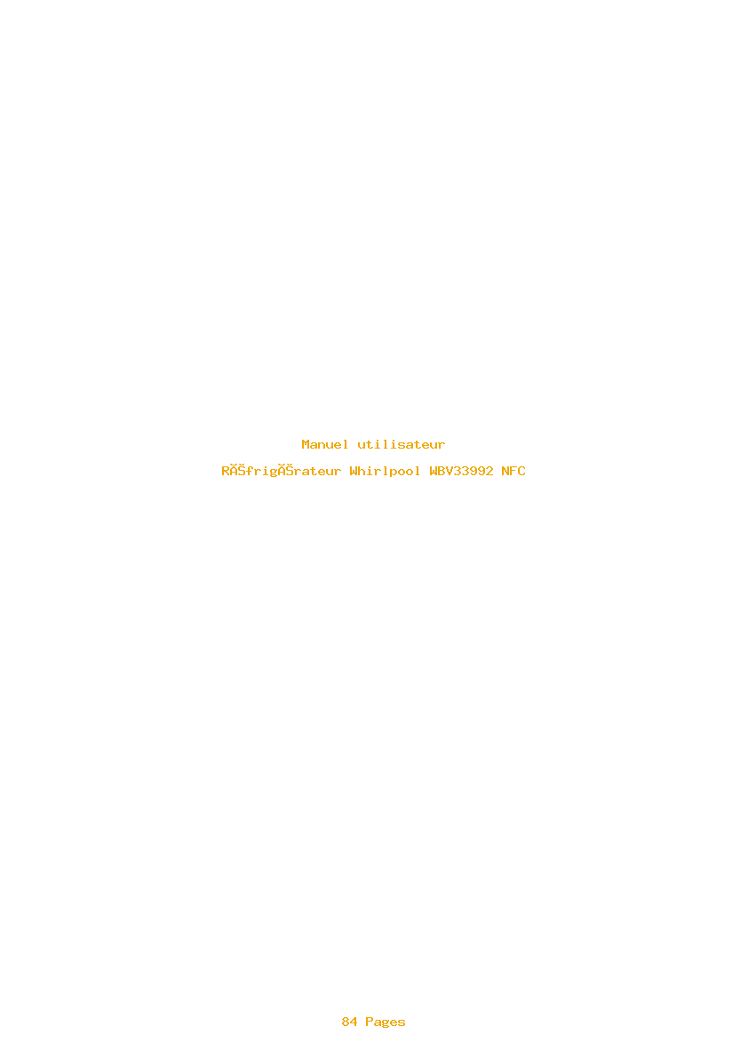 Page 1 de la notice Manuel utilisateur Whirlpool WBV33992 NFC