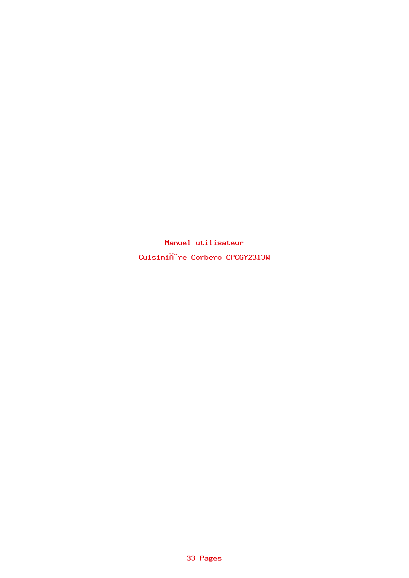 Page 1 de la notice Manuel utilisateur Corbero CPCGY2313W