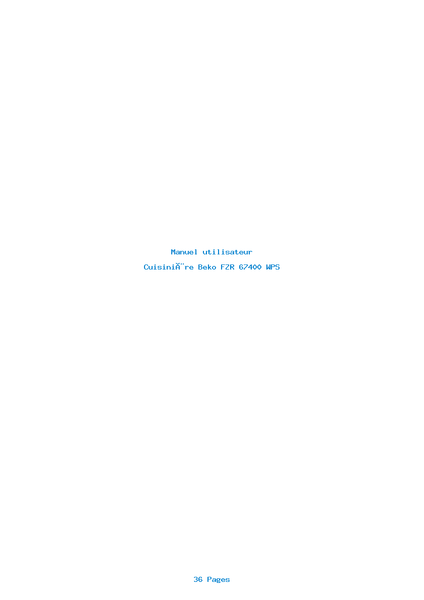 Page 1 de la notice Manuel utilisateur Beko FZR 67400 WPS
