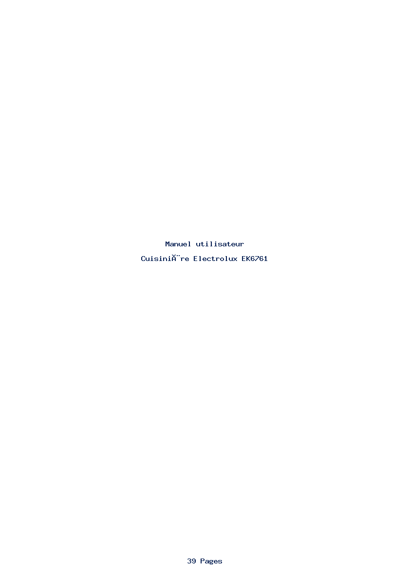 Page 1 de la notice Manuel utilisateur Electrolux EK6761