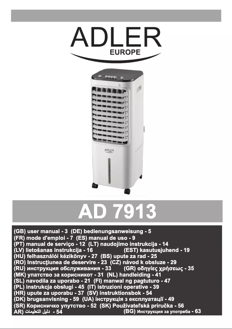 Page 1 de la notice Manuel utilisateur Adler AD 7913