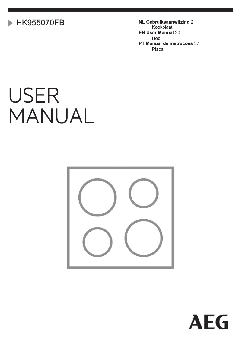 Page 1 de la notice Manuel utilisateur AEG HK955070FB