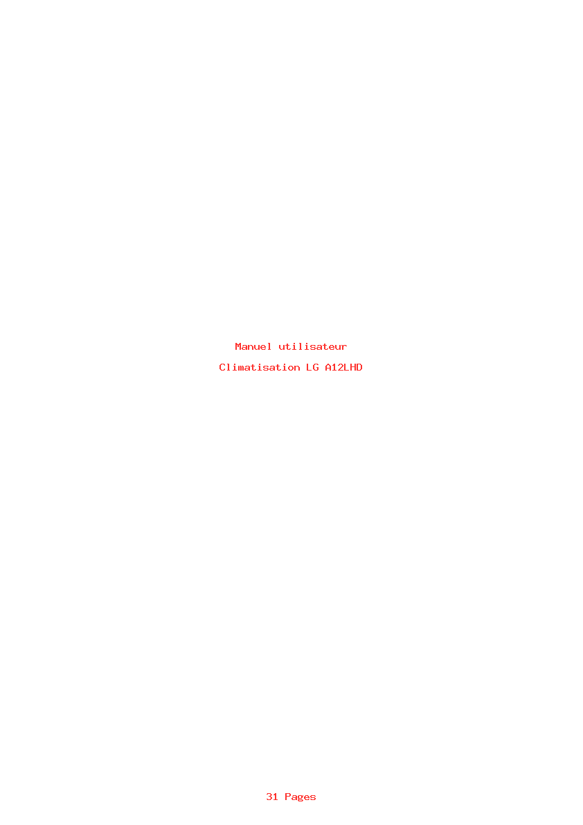 Page 1 de la notice Manuel utilisateur LG A12LHD