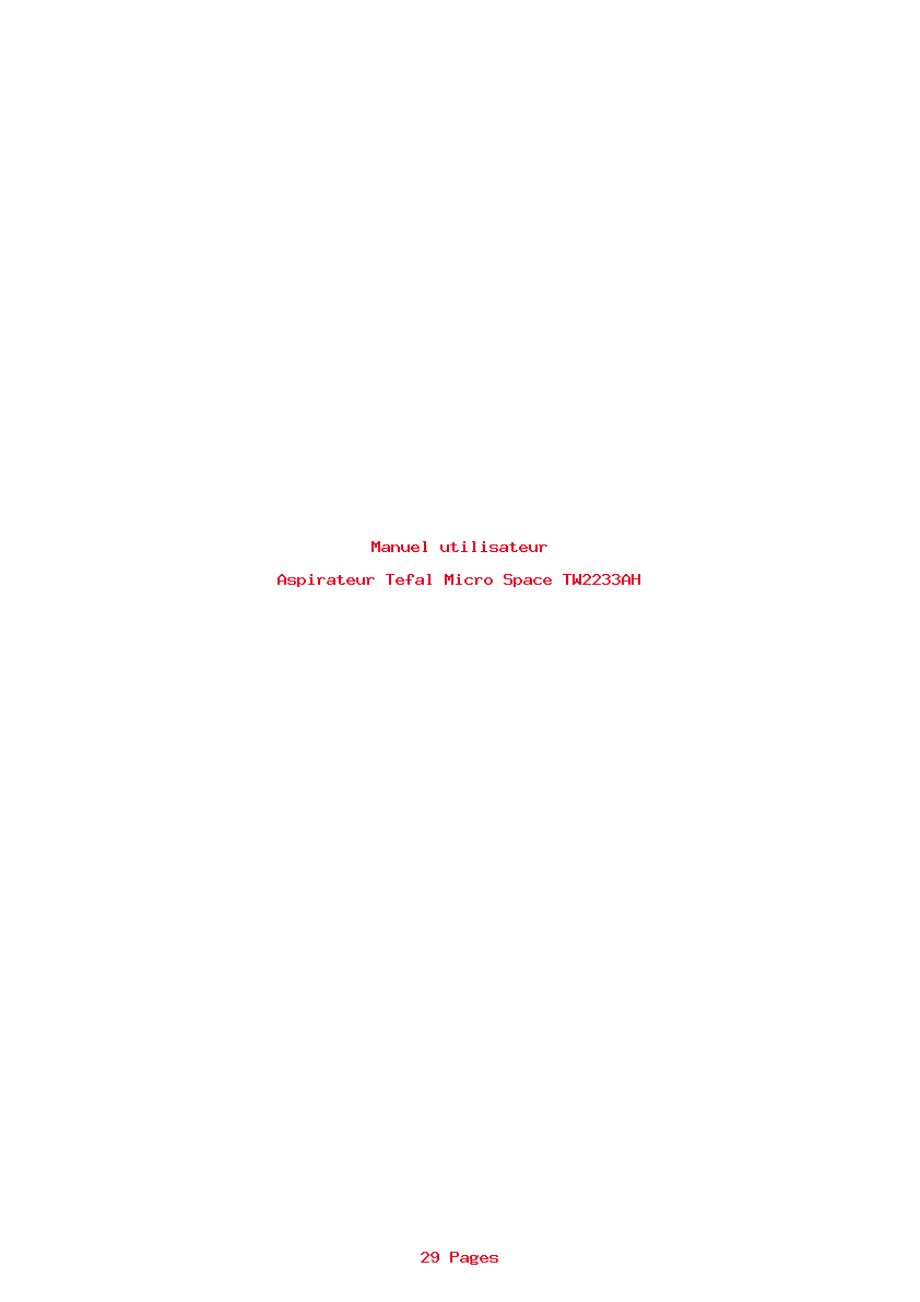 Page 1 de la notice Manuel utilisateur Tefal Micro Space TW2233AH