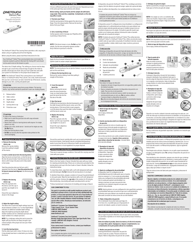 Page 1 of the manual Quick Start Guide OneTouch Delica Plus