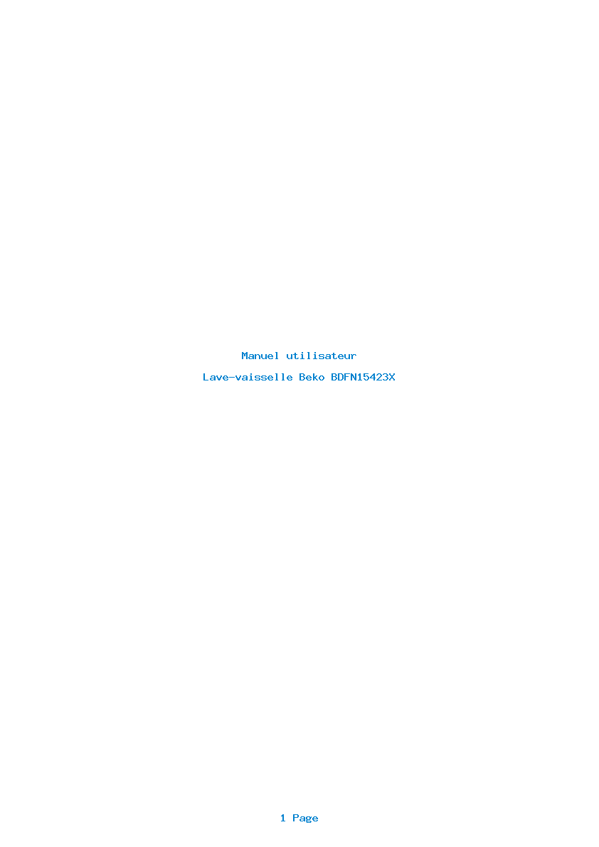 Page 1 de la notice Manuel utilisateur Beko BDFN15423X