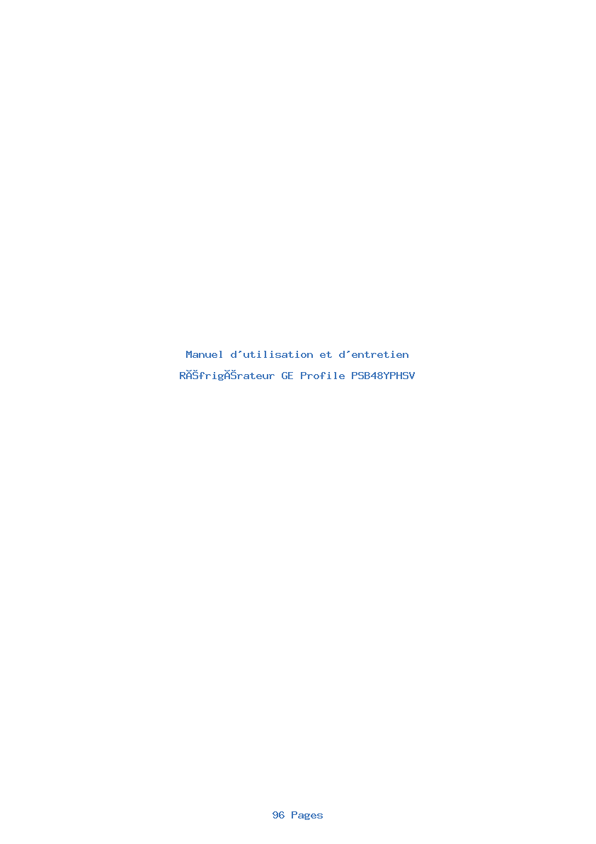 Page 1 de la notice Manuel d'utilisation et d'entretien GE Profile PSB48YPHSV