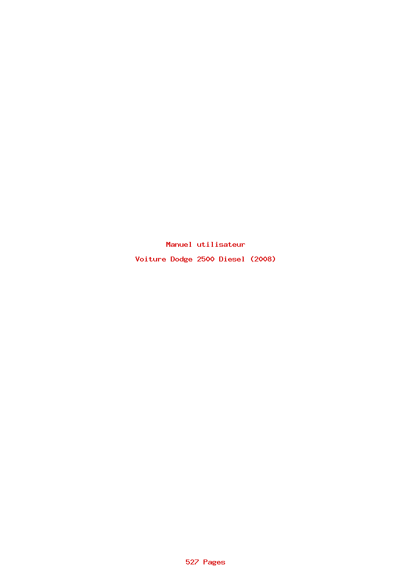 Page 1 de la notice Manuel utilisateur Dodge 2500 Diesel (2008)