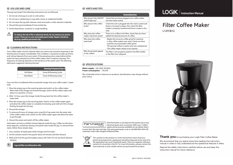 Page 1 of the manual User Manual Logik L12FCB12