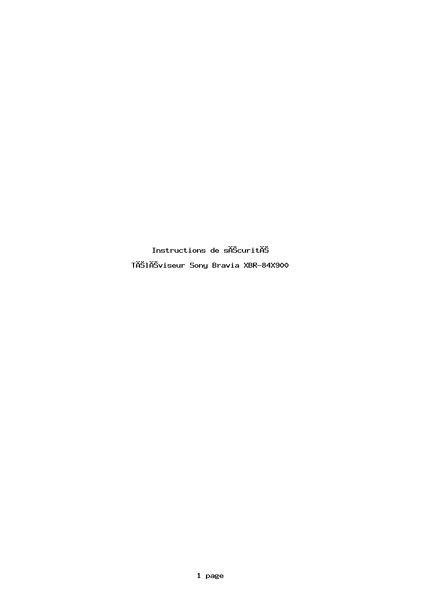 Page 1 de la notice Instructions de sécurité Sony Bravia XBR-84X900
