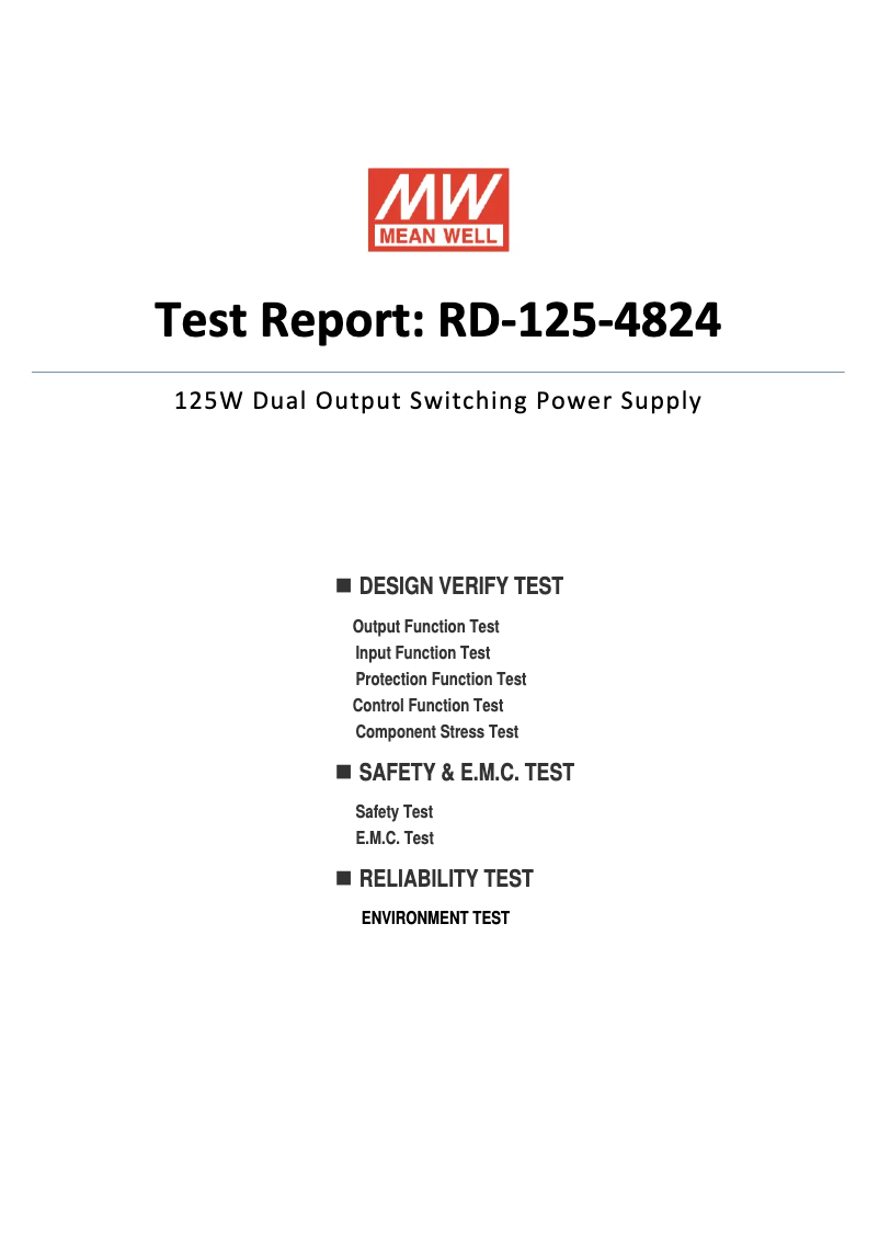Page 1 de la notice Fiche technique Mean Well RD-125-4824