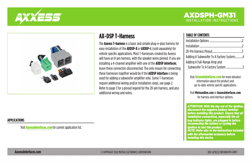 Page 1 de la notice Manuel utilisateur AXESS AXDSPH-GM31