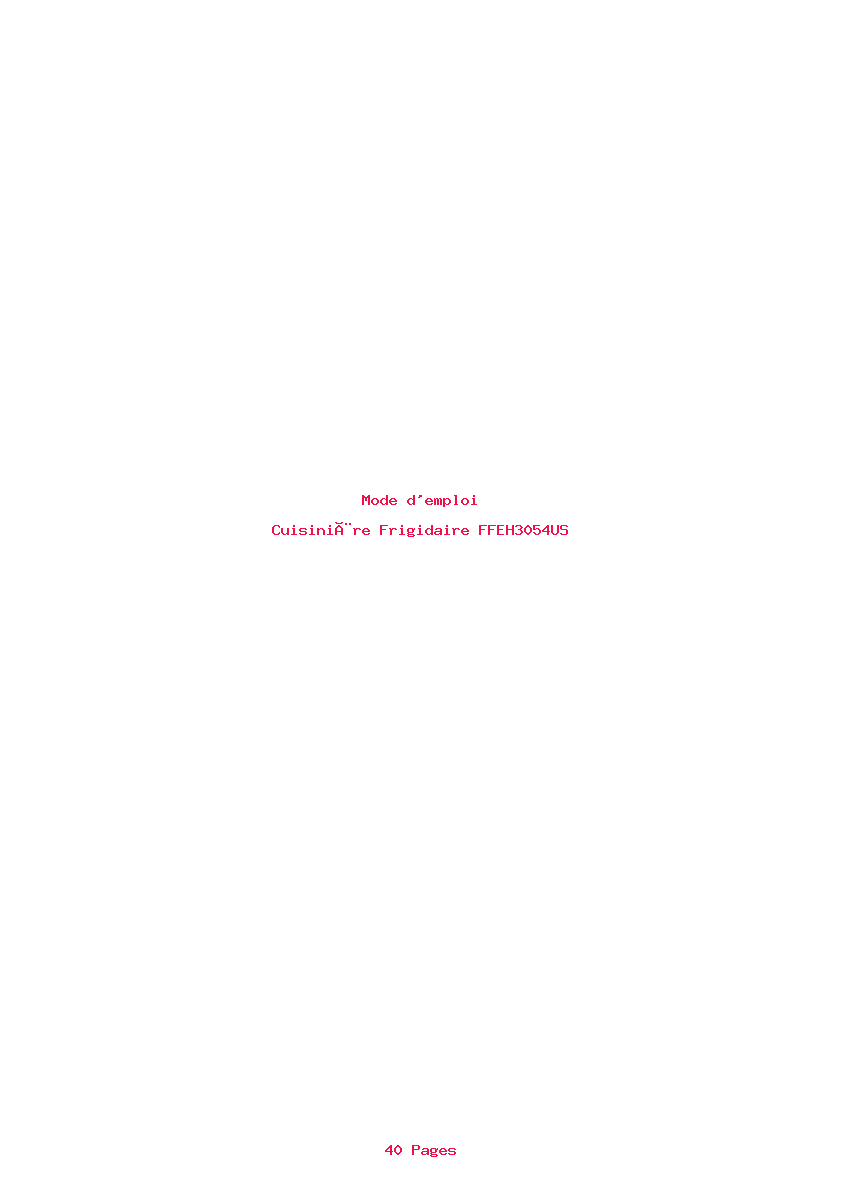 Page 1 de la notice Mode d'emploi Frigidaire FFEH3054US