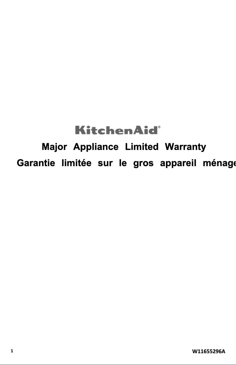 Page 1 de la notice Informations de garantie KitchenAid KMBP100EBS