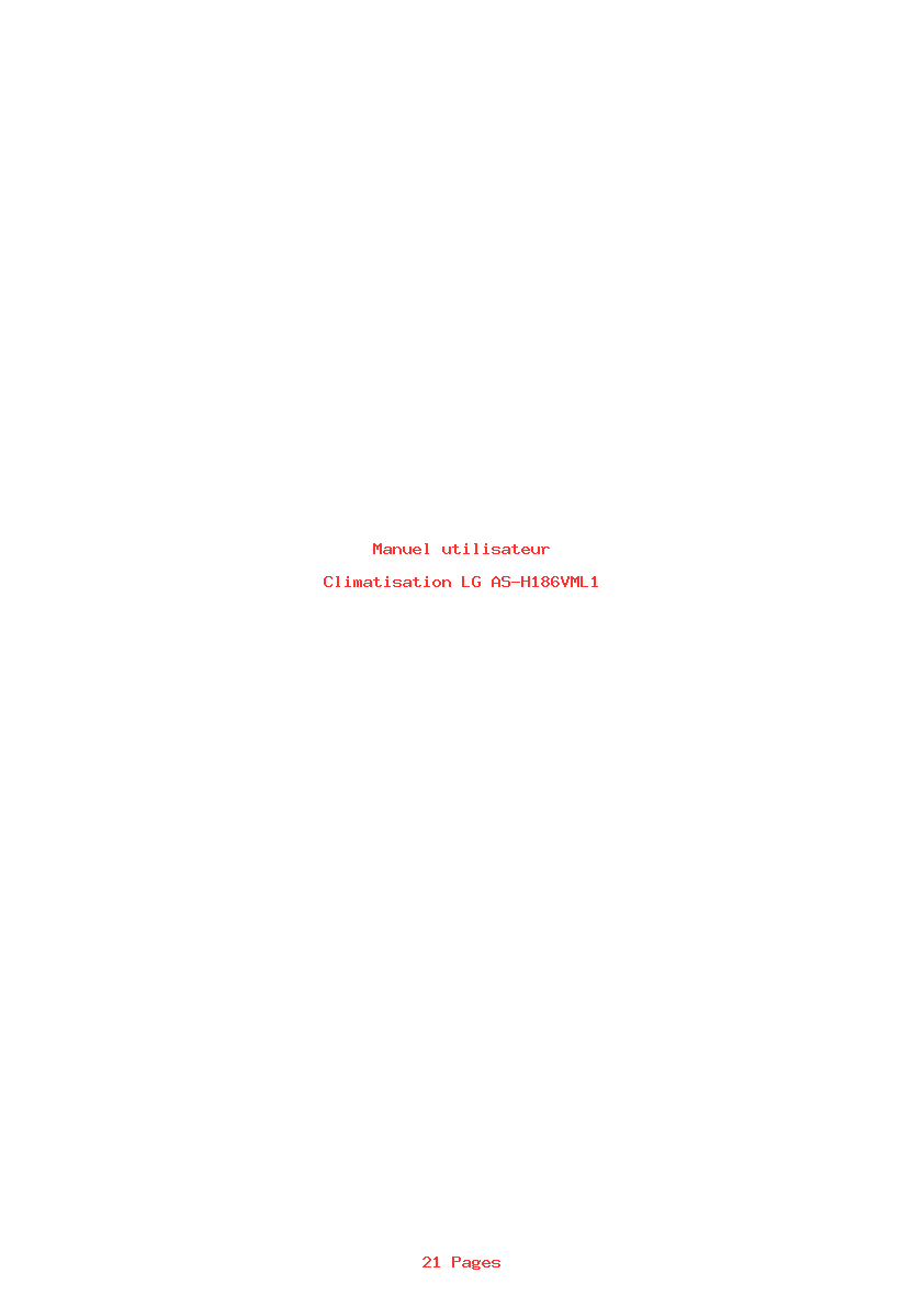 Page 1 de la notice Manuel utilisateur LG AS-H186VML1
