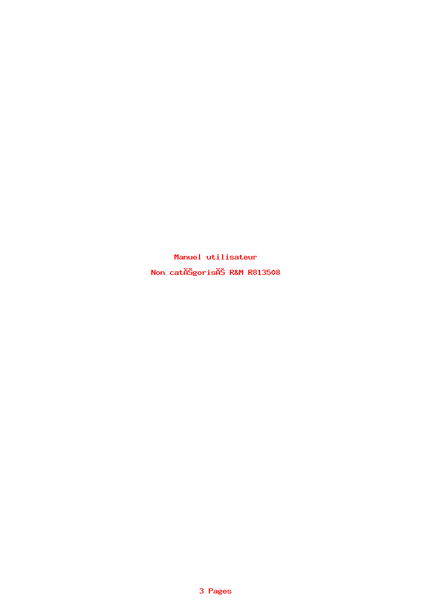 Page 1 de la notice Manuel utilisateur R&M R813508