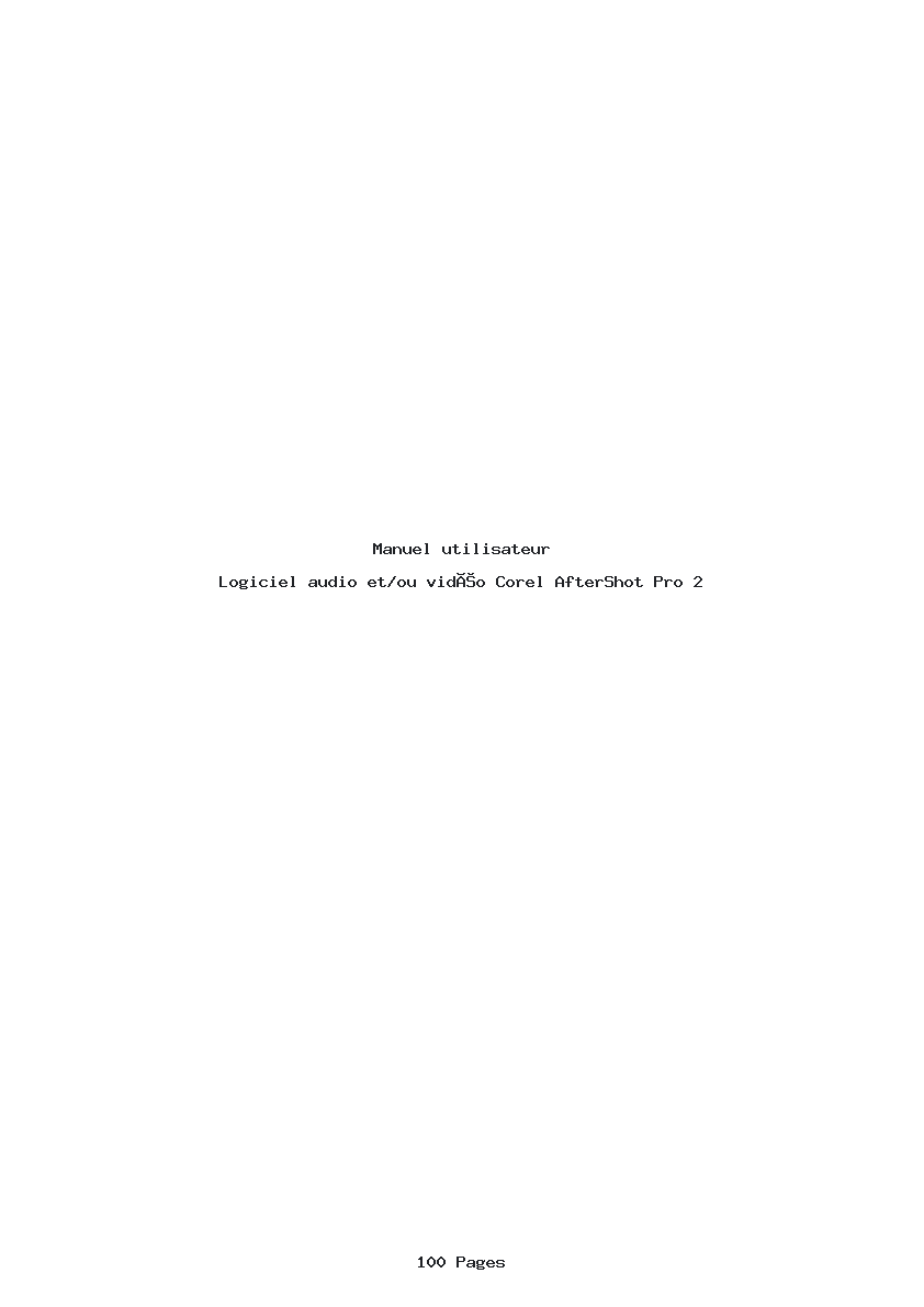 Page 1 de la notice Manuel utilisateur Corel AfterShot Pro 2